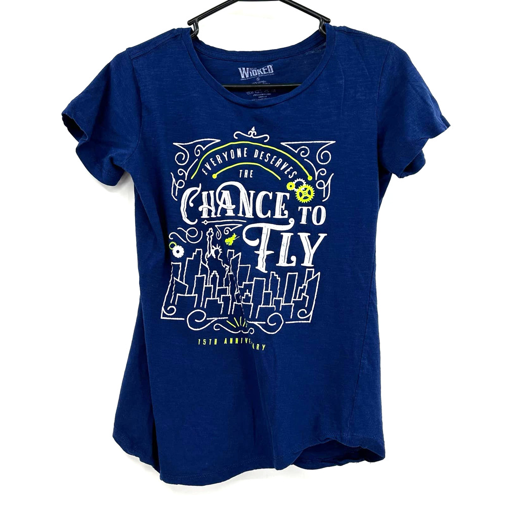 Wicked size small graphic‎ t-shirt blue white green 15th anniversary 100% cotton